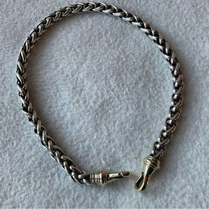 David Yurman Necklace: 14k gold clasp, SS wheat chain necklace